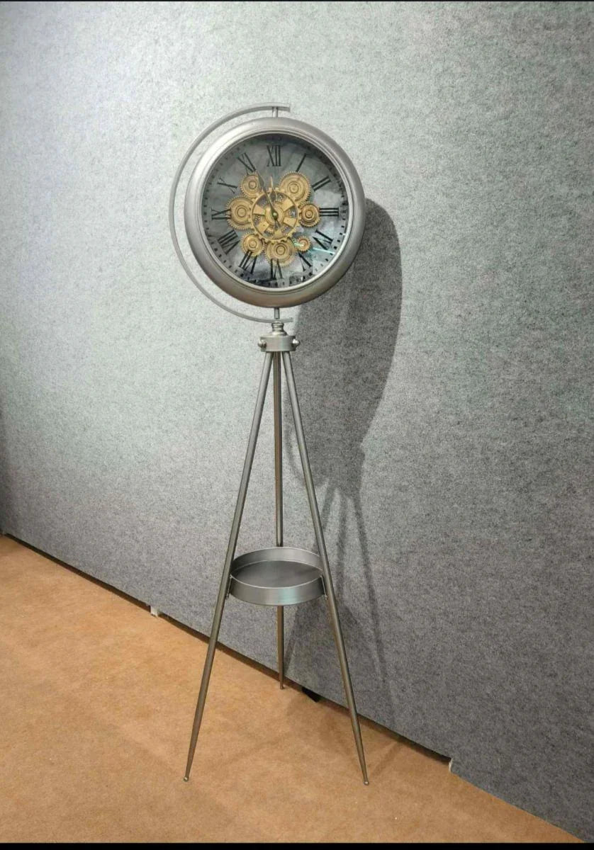 Luxury Vintage Tripod-Mounted Metal Clock 4